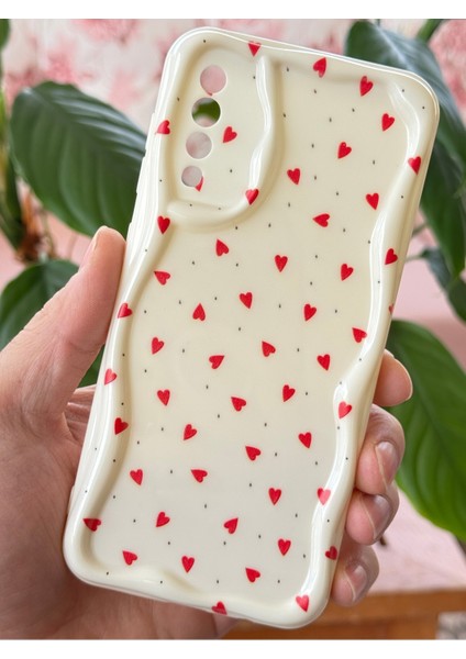 Samsung Galaxy A50 - A30S Kılıf Kamera Korumalı Dalga Kenarlı Kırmızı Kalp Desenli Silikon Kapak fiyatları