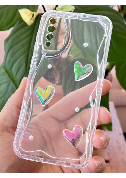 Samsung Galaxy A50-A30S Kılıf 3D Kalpli Inci Tasarımlı Desenli Kamera Korumalı Şeffaf Silikon Kapak fiyatları