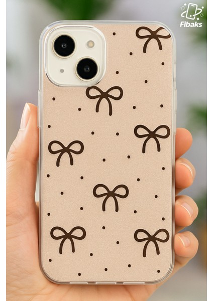 Apple iPhone 13/14 Uyumlu Kılıf Simli Siyah Fiyonk Desenli Renkli Parlak Darbe Emici Kapak fiyatları