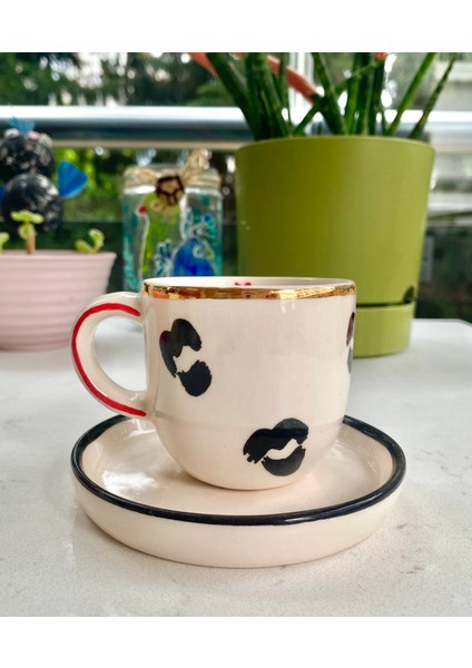 El Yapımı Seramik Gerçek 24K Altın Dekorlu Desenli Türk Kahvesi Fincanı fiyatları