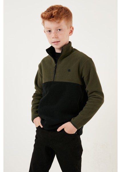 Yumuşak Dokulu Yarım Fermuarlı Renk Bloklu Dik Yaka 2'li Paket Polar Çocuk Polar 5905004S2 modelleri