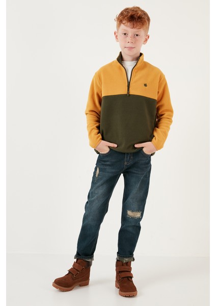 Yumuşak Dokulu Yarım Fermuarlı Renk Bloklu Dik Yaka 2'li Paket Polar Çocuk Polar 5905004S2 fırsatları