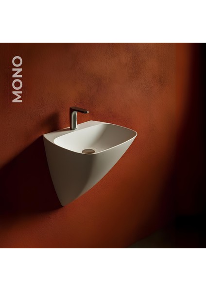 Mono Monoblok Beyaz Delikli Lavabo 50 Cm 3818