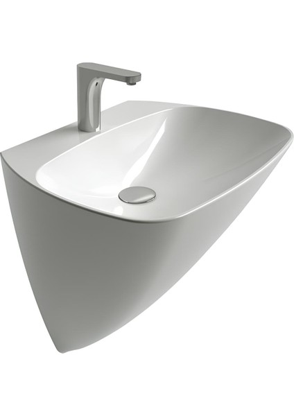Mono Monoblok Beyaz Delikli Lavabo 50 Cm 3818