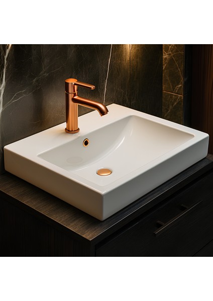 Aqua Beyaz Delikli Lavabo 60x46 Cm AQU.L.060