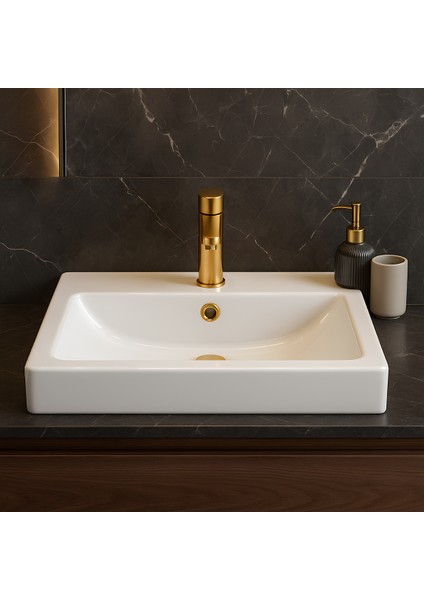 Aqua Beyaz Delikli Lavabo 60x46 Cm AQU.L.060 modelleri