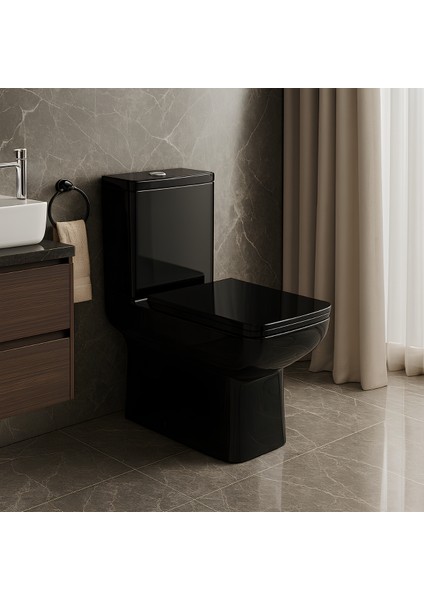 Power Siyah Duvara Sıfır Klozet Takım POW.K022B,Power Duroplast Yavaş Kapak fırsatları