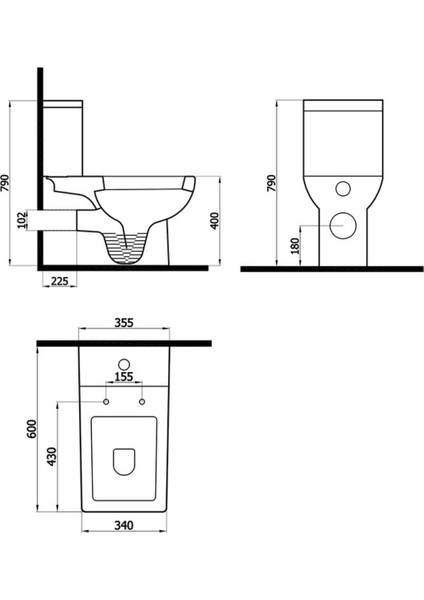 Power Siyah Duvara Sıfır Klozet Takım POW.K022B,Power Duroplast Yavaş Kapak