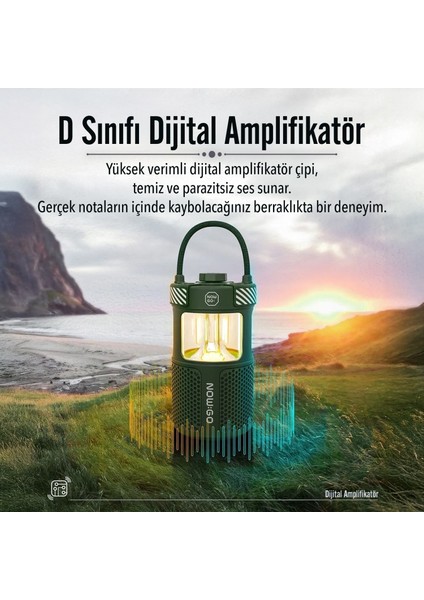 Nowgo F1 20w Bluetoooth Hoparlör Taşınabilir Powerbank Kamp Feneri Yeşil