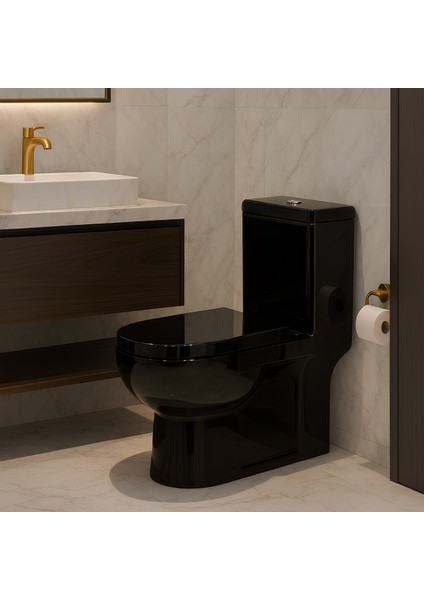 Modern Siyah Duvara Sıfır Klozet Takım MOD.K022B,Modern Duroplast Yavaş Kapak fırsatları