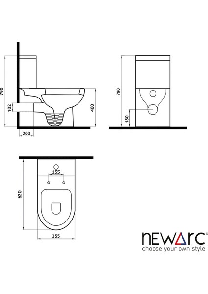 Modern Siyah Duvara Sıfır Klozet Takım MOD.K022B,Modern Duroplast Yavaş Kapak