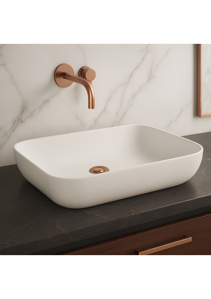 Loft Çanak Beyaz Dikdörtgen Deliksiz Lavabo 60 cm LFT0707