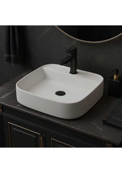 Loft Kare Beyaz Delikli Lavabo 50 Cm 515050BT