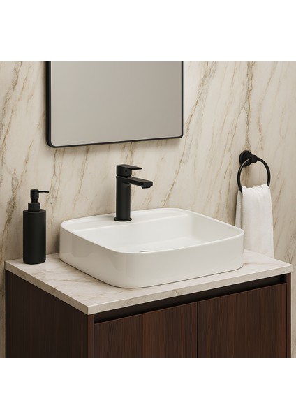 Loft Kare Beyaz Delikli Lavabo 50 Cm 515050BT fırsatları