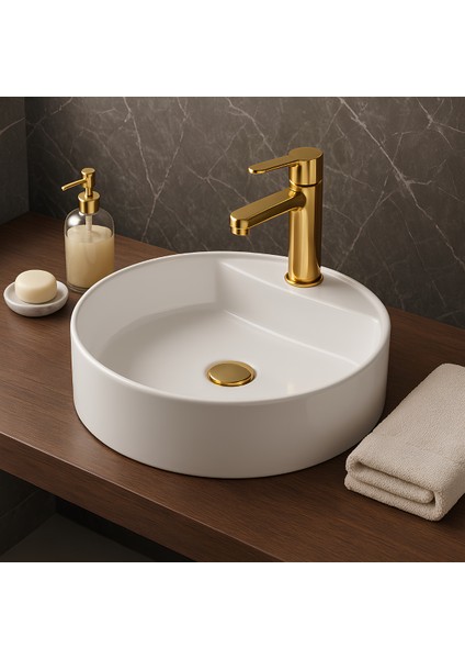 Zunih Beyaz Oval Delikli Lavabo 45 Cm NEW.L049 (5017)