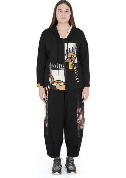 Kadın Büyük Beden Alt Üst İkili Uzun Kollu Picasso Takım