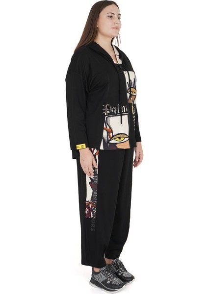 Kadın Büyük Beden Alt Üst İkili Uzun Kollu Picasso Takım