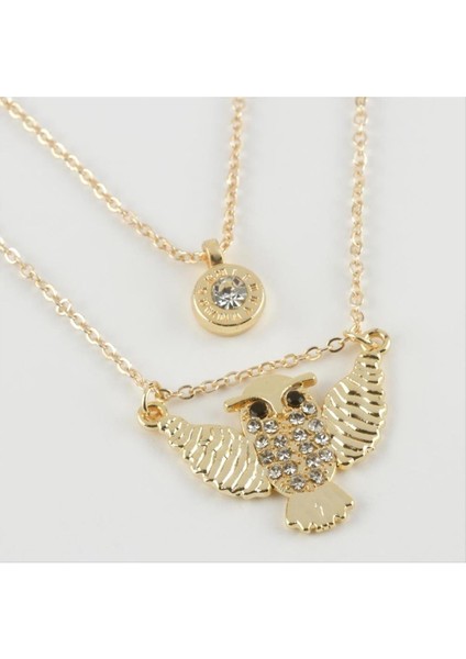 Ds-Derin Baykuş Figürlü Yeni Sezon Ikili Kolye-Sarı