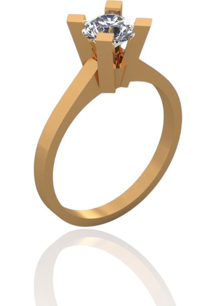 Pırlanta Modeli Üst Kalite Tektaş 14 Ayar Altın Yüzük