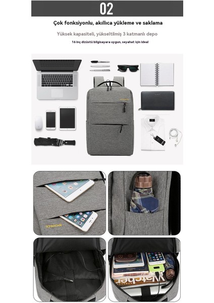 Gündelik Iş Yeri Işe Gidiş-Geliş 3 Parçalı Büyük Kapasiteli Sırt Çantası (Yurt Dışından) modelleri