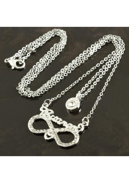 Ds-Derin Birtanem Yazılı Sonsuzluk Yeni Sezon Ikili Kolye-Gümüş Rengi