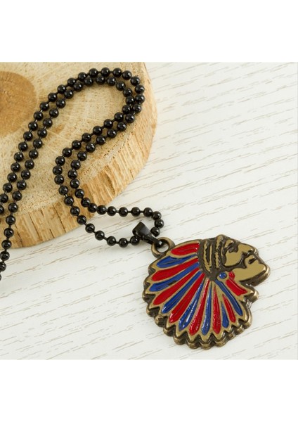 Ds-Derin Kızılderili Metal Kolye-K