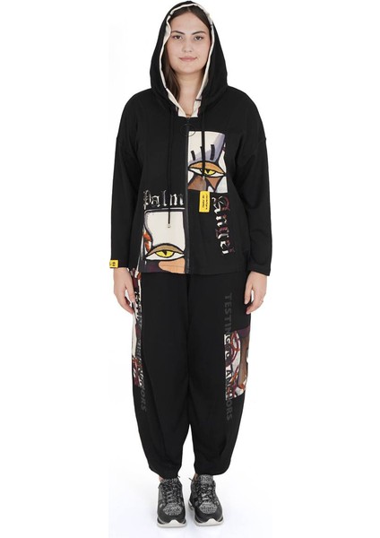 Kadın Büyük Beden Siyah Şık Alt Üst Ikili Takım