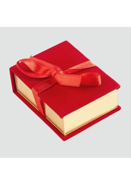 Ds-Derin Kurdale Kadife Ahşap Lüx Set Kolye Kutusu-Kırmızı