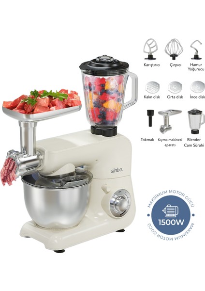 SMX-2775 Çok Amaçlı Mutfak Şefi (Hamur - Kıyma - Blender Makinesi)