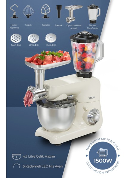 SMX-2775 Çok Amaçlı Mutfak Şefi (Hamur - Kıyma - Blender Makinesi) fiyatları