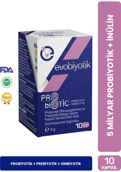 Evobiyotik Probiyotik & Prebiyotik 10 Kapsül