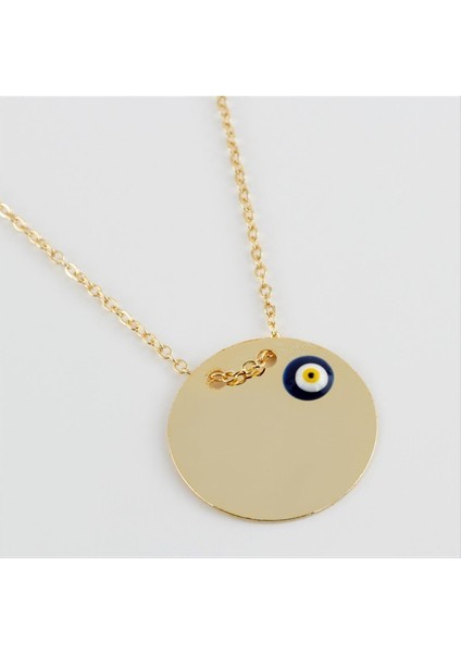 Ds-Derin Yuvarlak Isim Yazılabilir Boş Plaka Kolye-Sarı