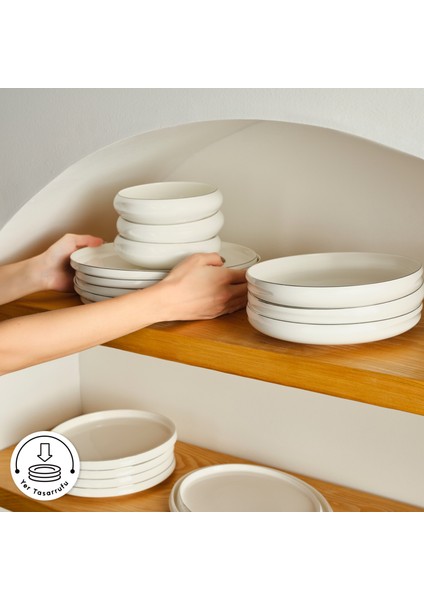 Stream Bone Sunset 53 Parça 12 Kişilik Yemek Takımı Platin