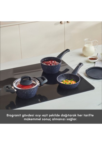 Bio Granit Blue Stone Mini 5 Parça Tencere Seti modelleri