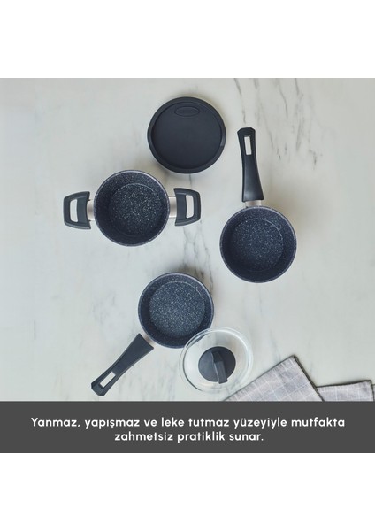 Bio Granit Blue Stone Mini 5 Parça Tencere Seti indirimleri