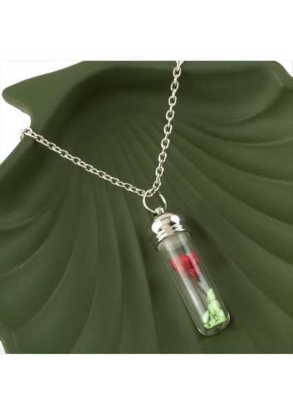 Ds-Derin Çiçek Fanus Canlı Kolye-Gümüş Rengi