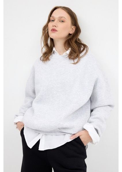 Karmelanj Bisiklet Yaka Oversize Kadın Sweatshirt 9152M