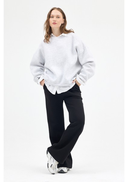 Karmelanj Bisiklet Yaka Oversize Kadın Sweatshirt 9152M