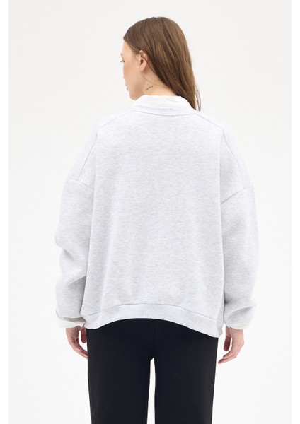 Karmelanj Bisiklet Yaka Oversize Kadın Sweatshirt 9152M