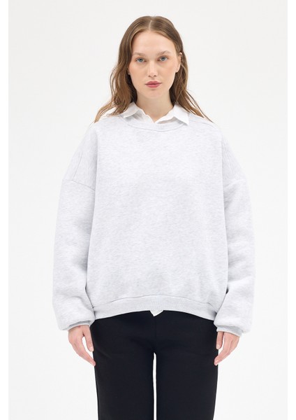 Karmelanj Bisiklet Yaka Oversize Kadın Sweatshirt 9152M