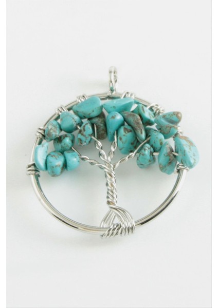 Ds-Derin Turkuaz Kalp Doğaltaş Kolye Ucu-Turkuaz