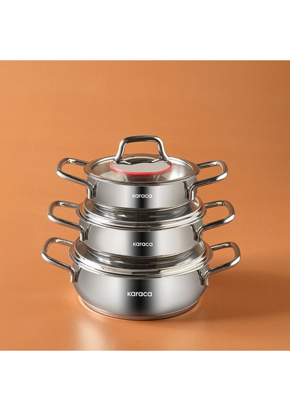 Emirgan İndüksiyon Tabanlı 6 Parça Çelik Sahan Set