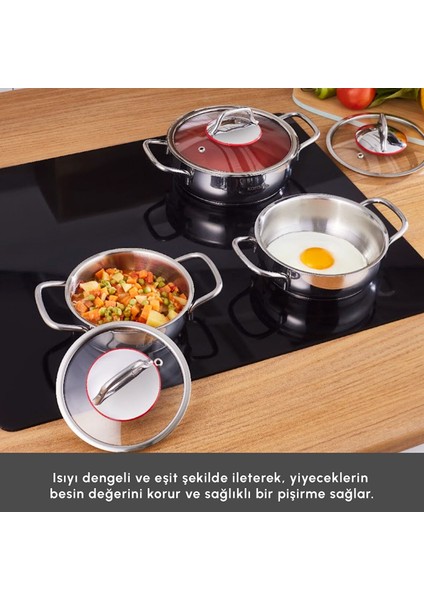 Emirgan İndüksiyon Tabanlı 6 Parça Çelik Sahan Set indirimleri