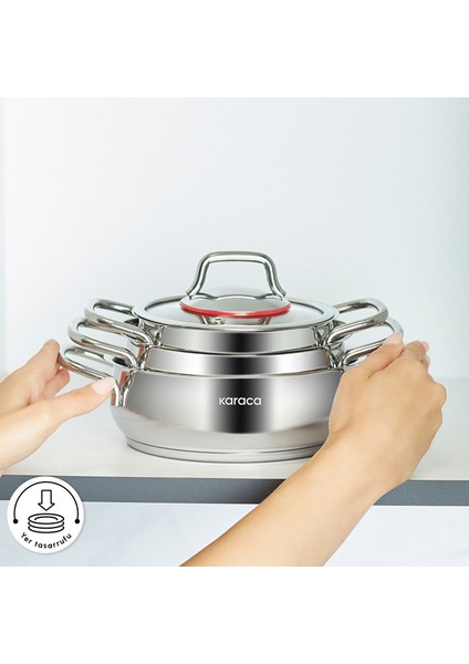 Emirgan İndüksiyon Tabanlı 6 Parça Çelik Sahan Set