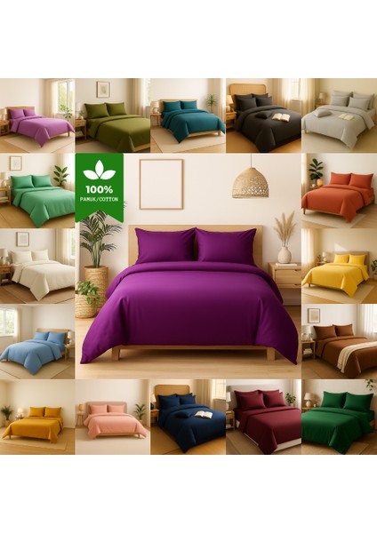 Tek Kişilik %100 Pamuk Nevresim Takımı 160 x 220 cm , Lastikli Çarşaflı Set, Mor modelleri