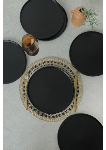 Mat Siyah Stackable Servis Tabağı 27 cm 6 Adet 956