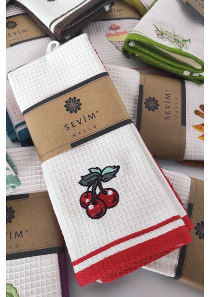 2'li Mutfak Havlusu - Pamuk - Nakışlı Kurulama Bezi - 40 x 60 cm fiyatları