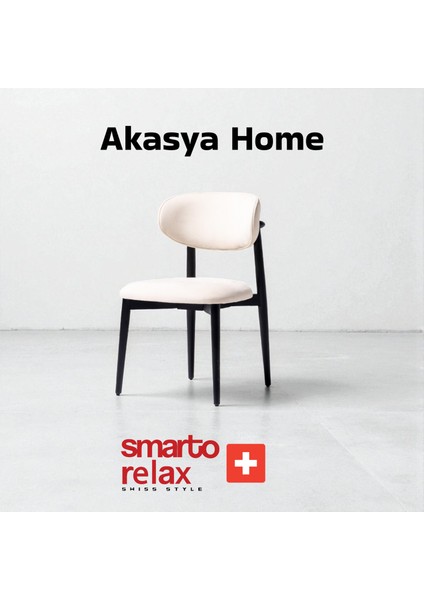 Akasya Home 2’li Sandalye Seti — Siyah Ahşap Ayaklı, Beyaz Kumaş