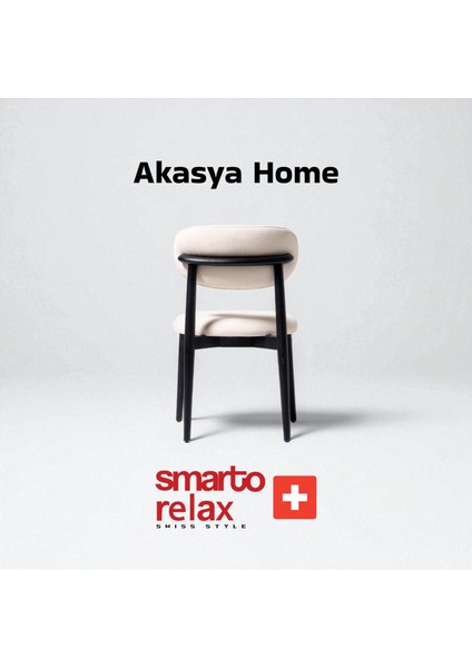 Akasya Home 2’li Sandalye Seti — Siyah Ahşap Ayaklı, Beyaz Kumaş fırsatları