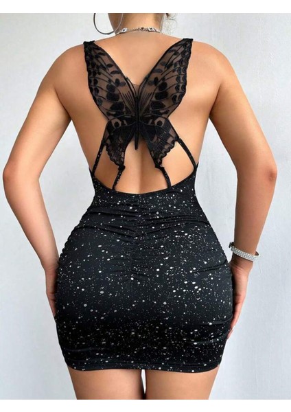 Kelebek Detaylı Taş Baskı Görünümlü Gecelik modelleri